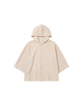 Crepe Wide Sleeve Zip-Up Hoodie - Sand