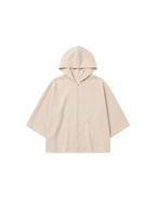 Crepe Wide Sleeve Zip-Up Hoodie - Sand