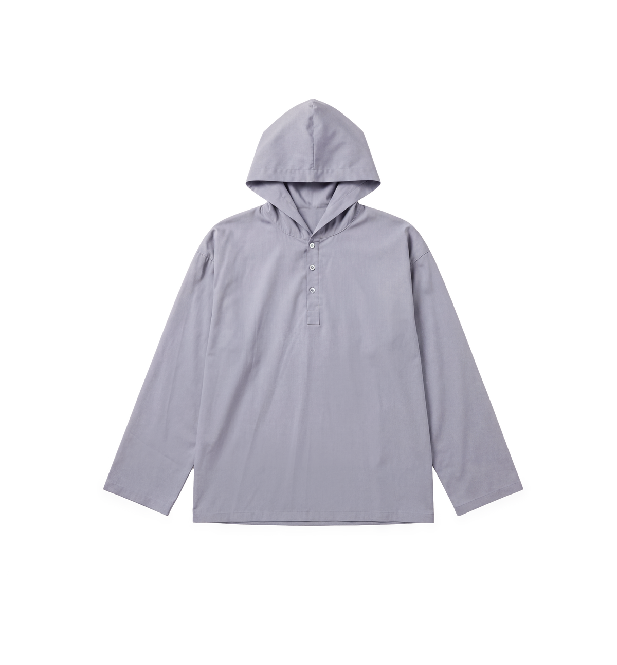 Lightweight Hooded Henley Top - Smoke