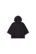 Crepe Wide Sleeve Zip-Up Hoodie - Night
