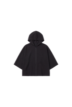 Crepe Wide Sleeve Zip-Up Hoodie - Night
