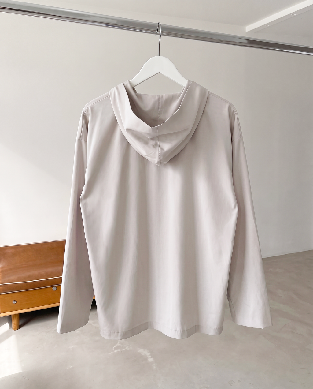 Lightweight Hooded Henley Top - Stone