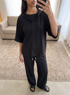 Crepe Wide-Leg Drawstring Trouser - Night