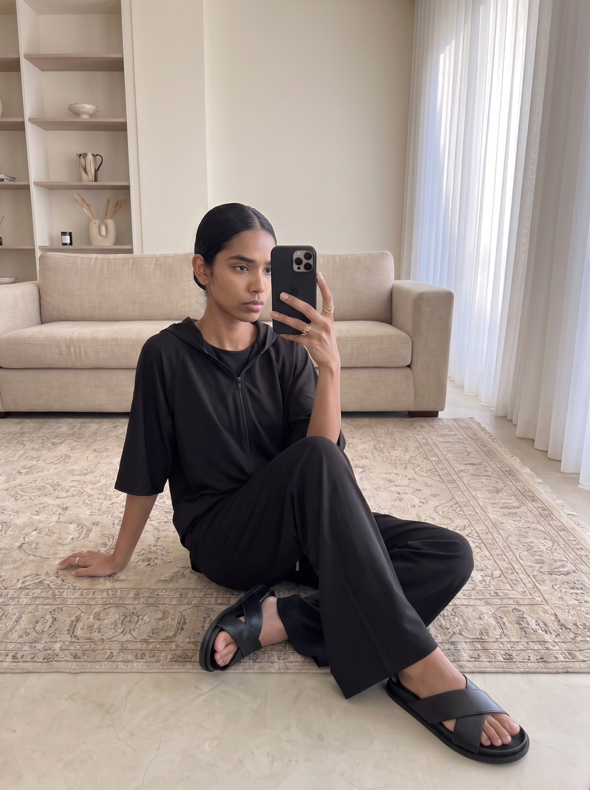 Crepe Wide-Leg Drawstring Trouser - Night