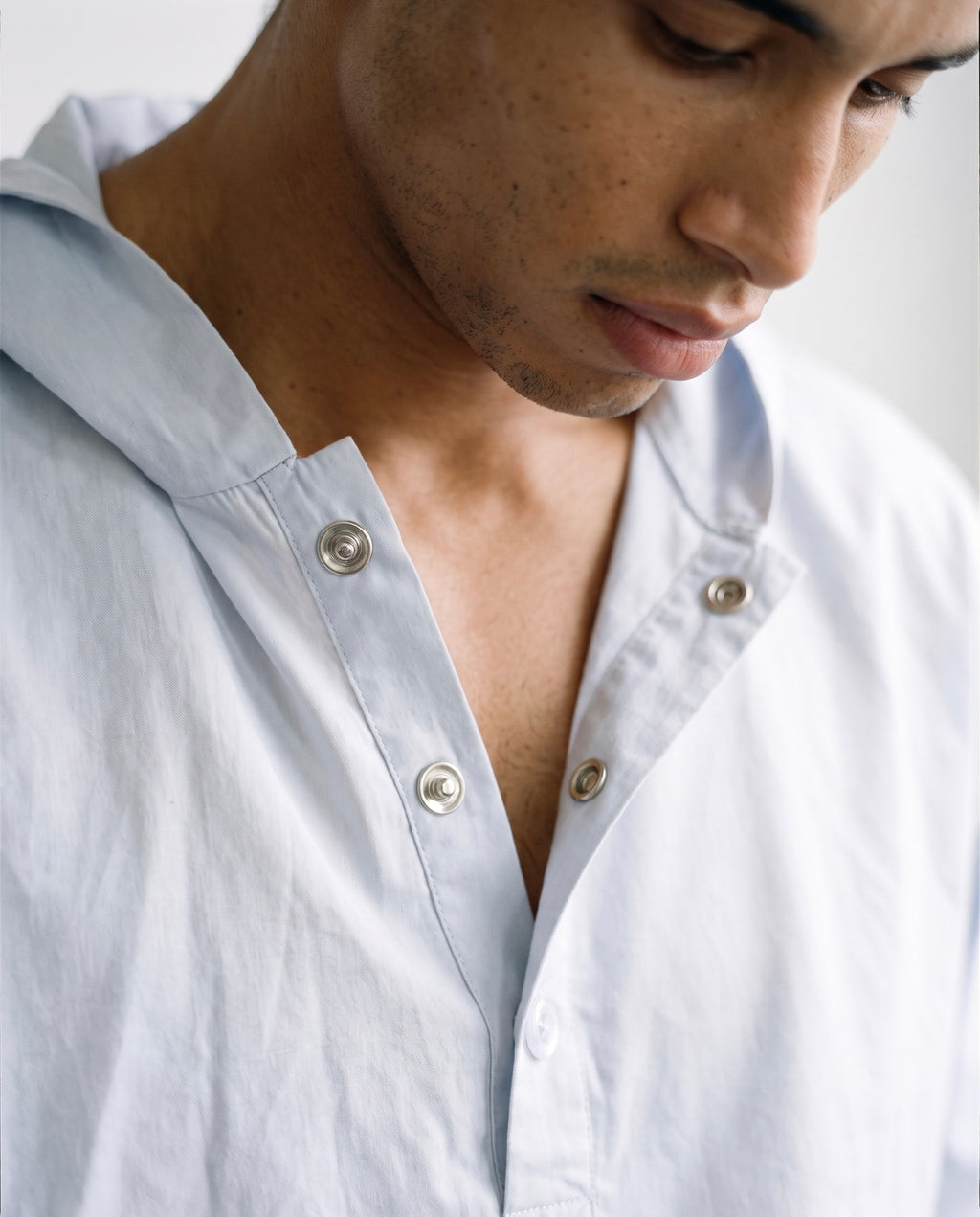 Lightweight Hooded Henley Top - Slate