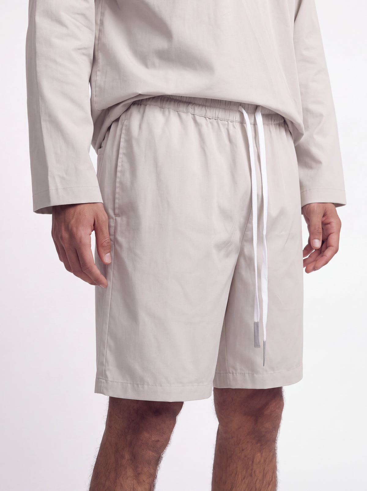 Lightweight Drawstring Shorts - Stone