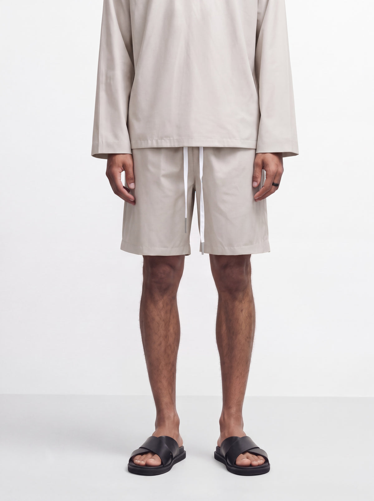 Lightweight Drawstring Shorts - Stone