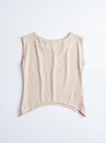 Crepe Boat Neck Sleeveless Top - Sand