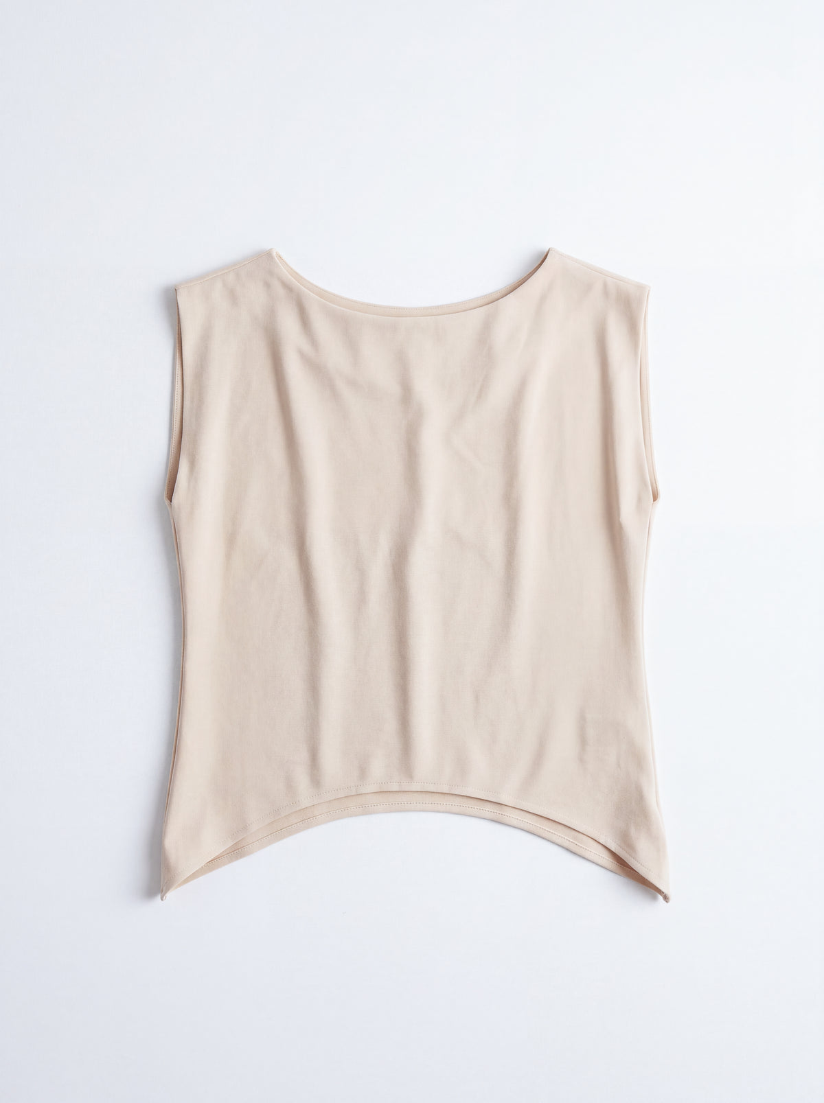 Crepe Boat Neck Sleeveless Top - Sand