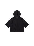 Crepe Wide Sleeve Zip-Up Hoodie - Night